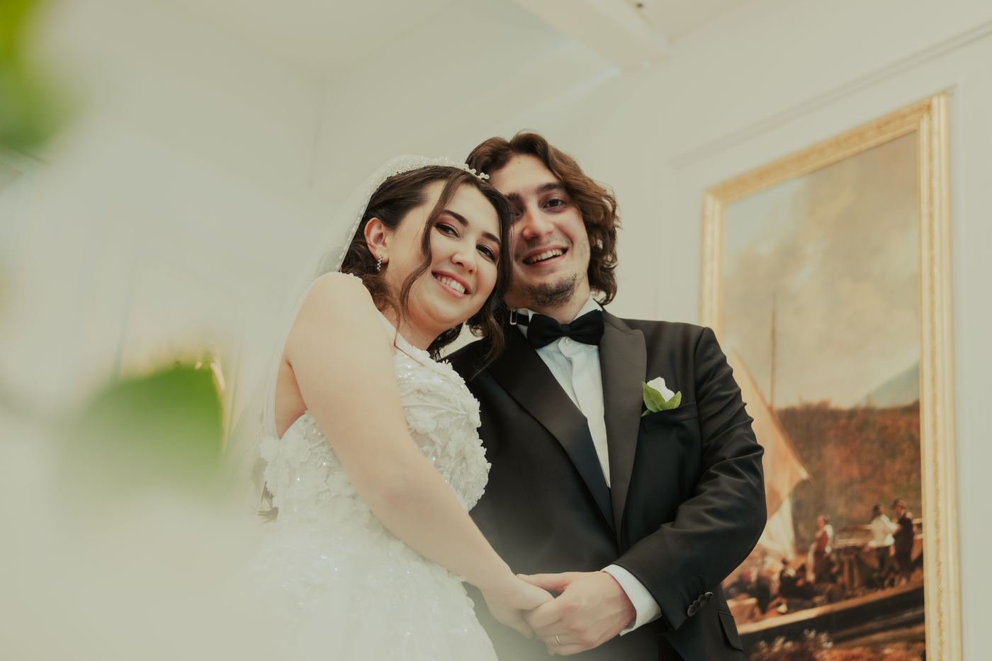 A couple on their wedding day, in a photograph the family kept