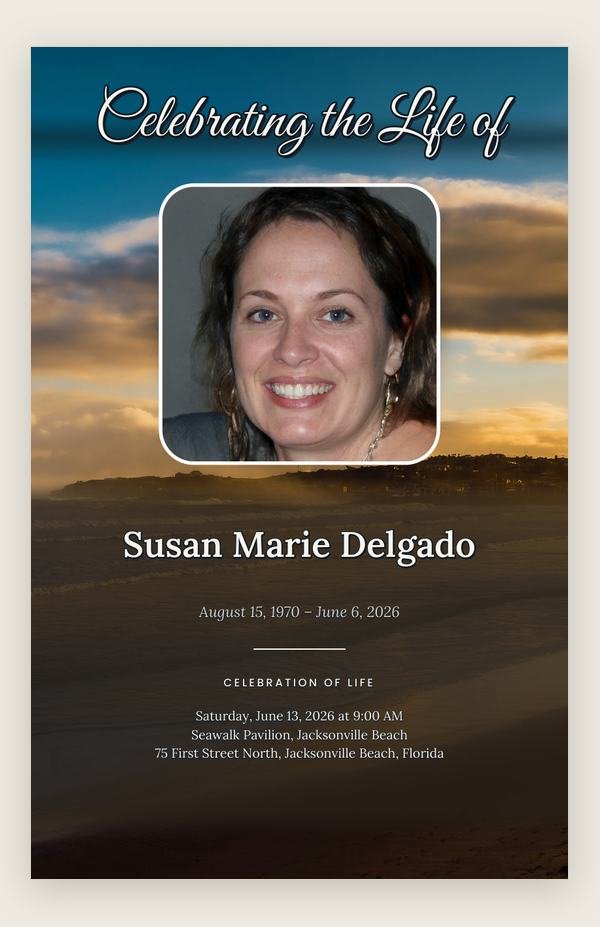 Beach funeral program template