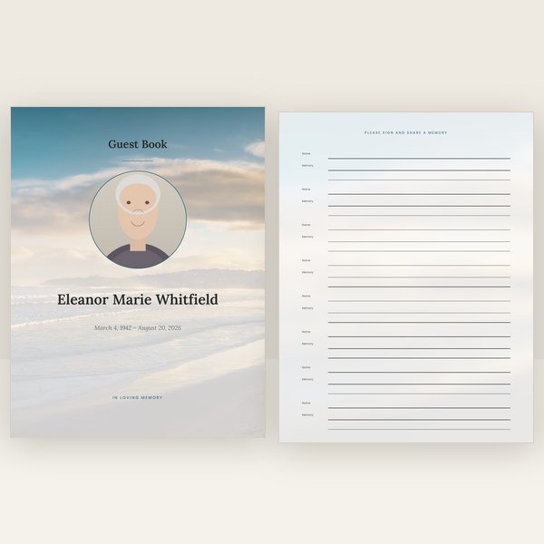 Beach funeral guest book