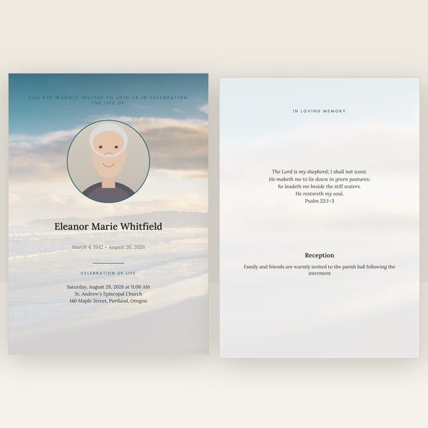 Beach funeral invitation