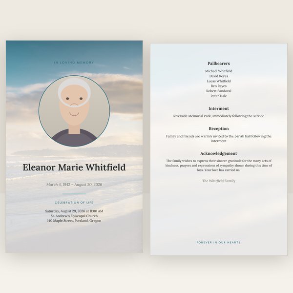 Beach funeral program