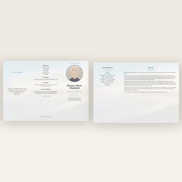 Beach funeral program — trifold (a4)