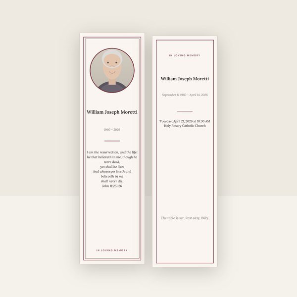 Burgundy memorial bookmark