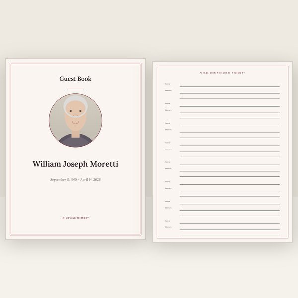 Burgundy funeral guest book