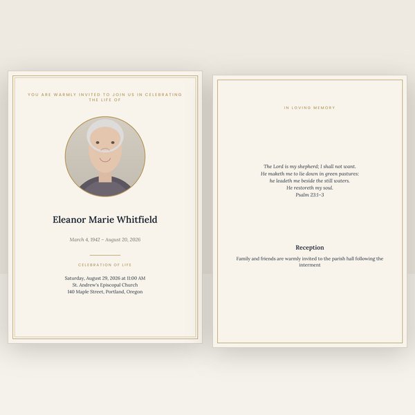 Classic funeral invitation template