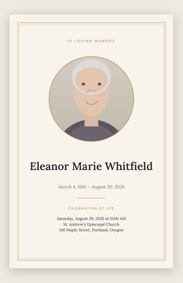 Classic funeral program template