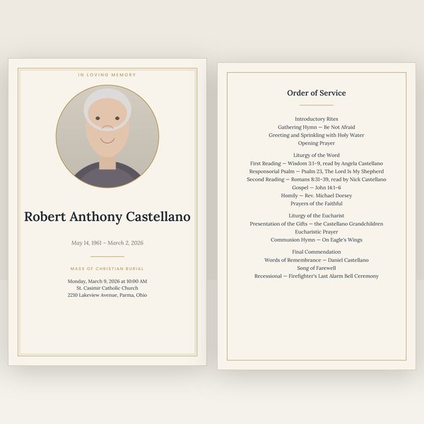 Classic funeral program — 8 pages