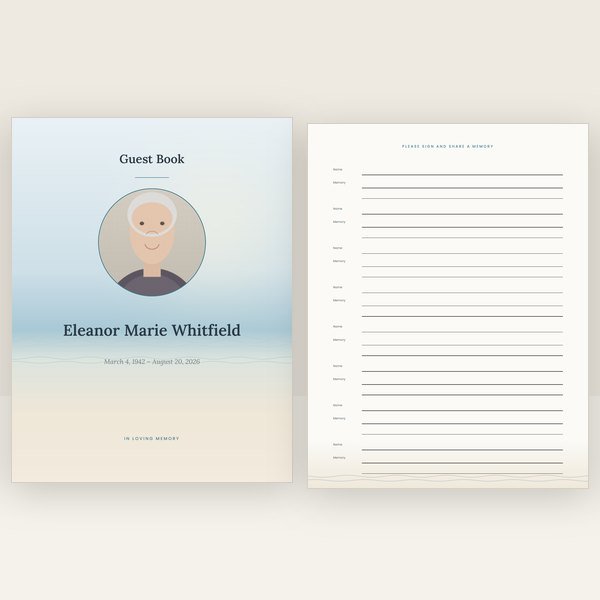 Coastal funeral guest book
