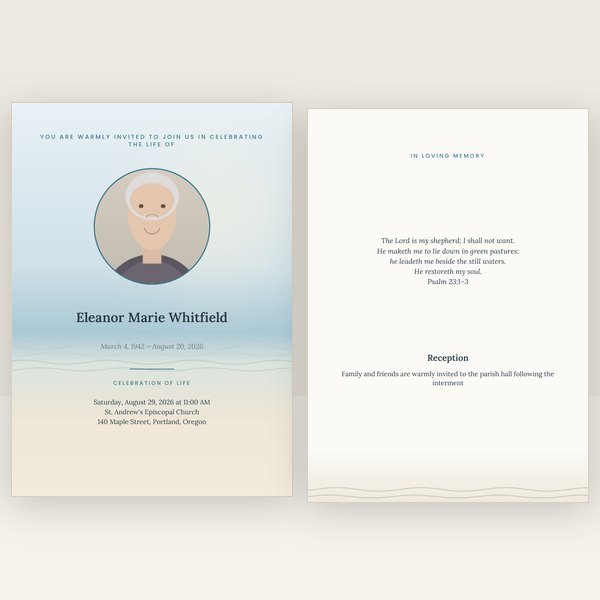Coastal funeral invitation