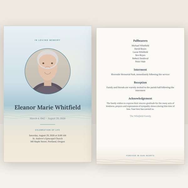 Coastal funeral program