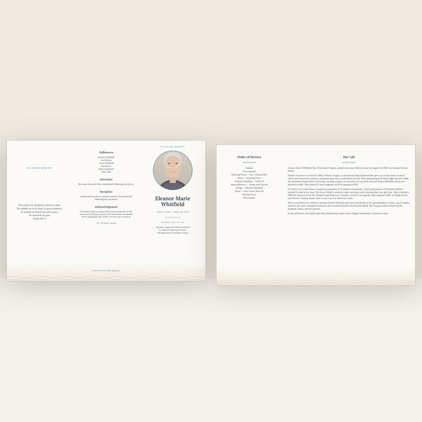 Coastal funeral program — trifold (a4)
