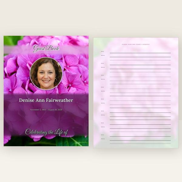 Hydrangea funeral guest book