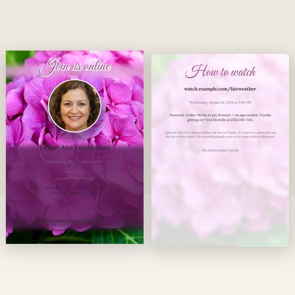 Hydrangea livestream card