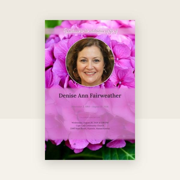 Hydrangea memorial poster