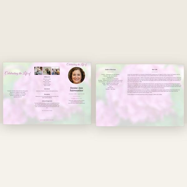 Hydrangea funeral program — trifold (a4)