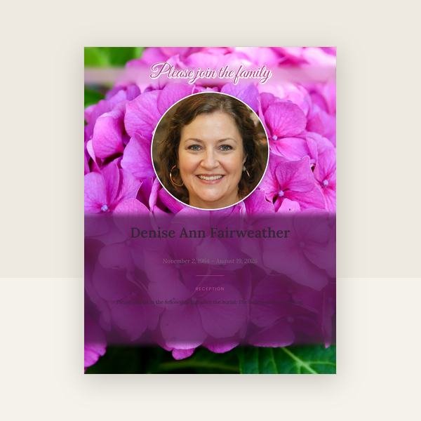 Hydrangea reception sign