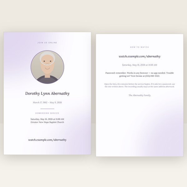 Lavender livestream card