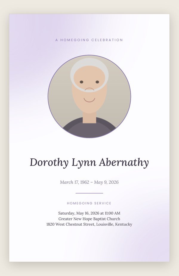 Lavender funeral program template