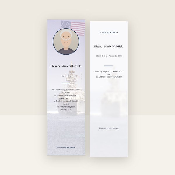 Navy Fleet memorial bookmark