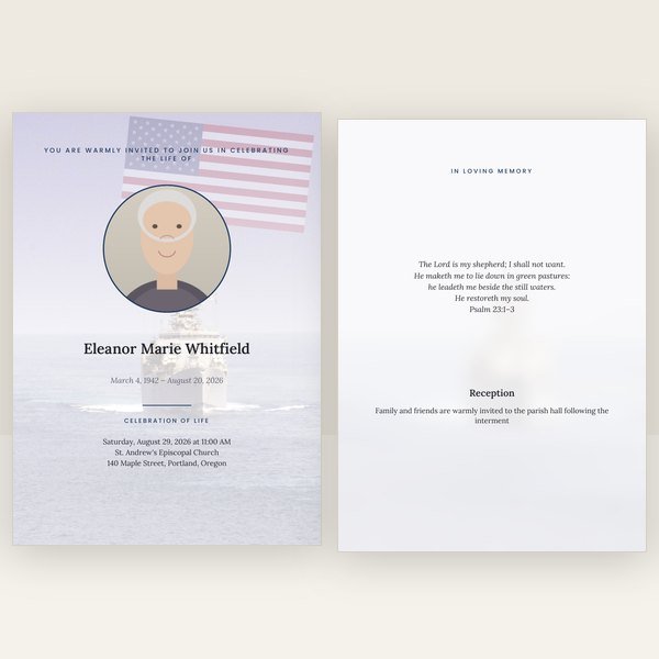 Navy Fleet funeral invitation