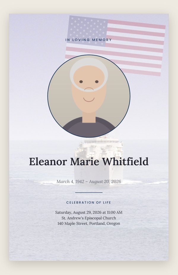 Navy Fleet funeral program template