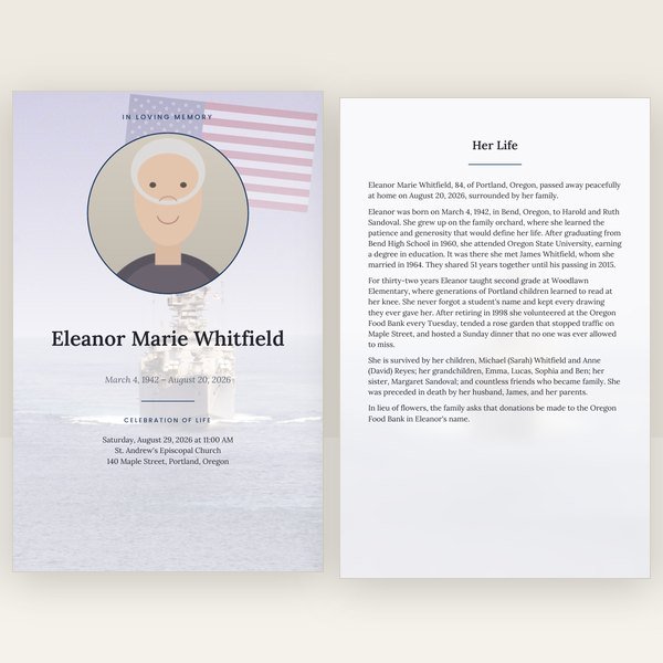 Navy Fleet funeral program — 12 pages