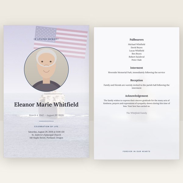 Navy Fleet funeral program