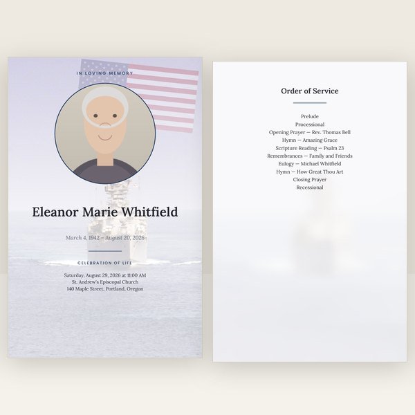 Navy Fleet funeral program — 8 pages
