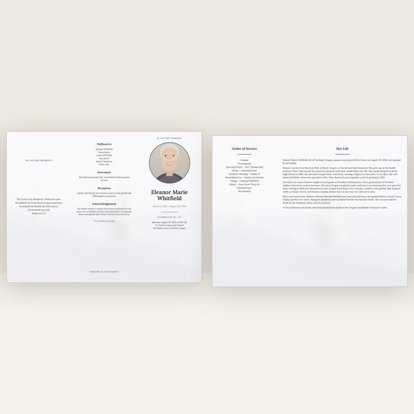 Navy Fleet funeral program — trifold