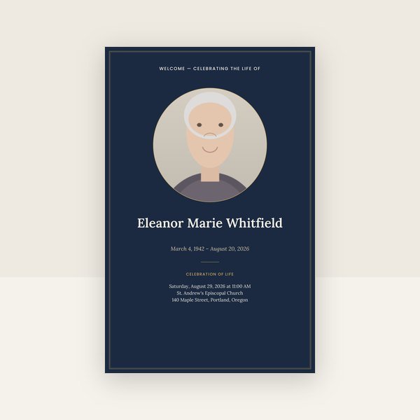 Navy & Gold memorial poster template