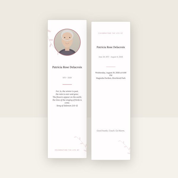 Rose Garden memorial bookmark