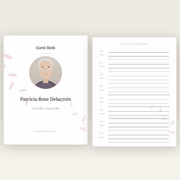 Rose Garden funeral guest book