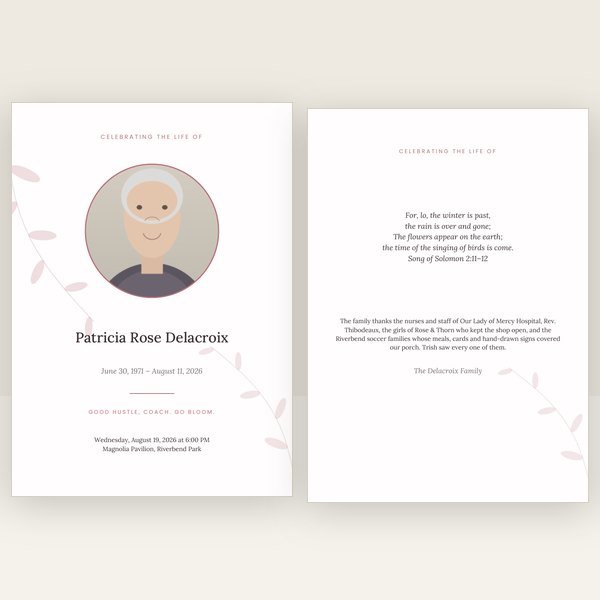 Rose Garden memorial card