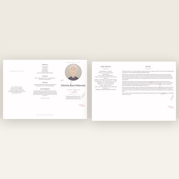 Rose Garden funeral program — trifold (a4)