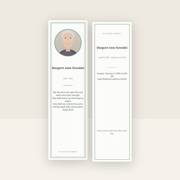 Sage memorial bookmark