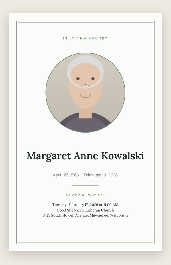 Sage funeral program template