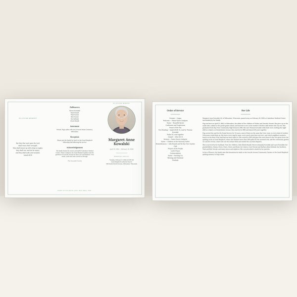 Sage funeral program — trifold (a4)