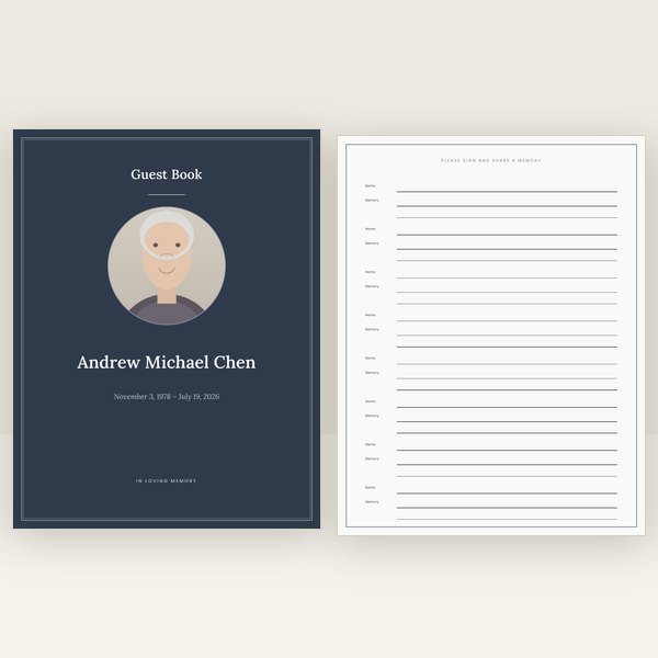 Slate & Silver funeral guest book