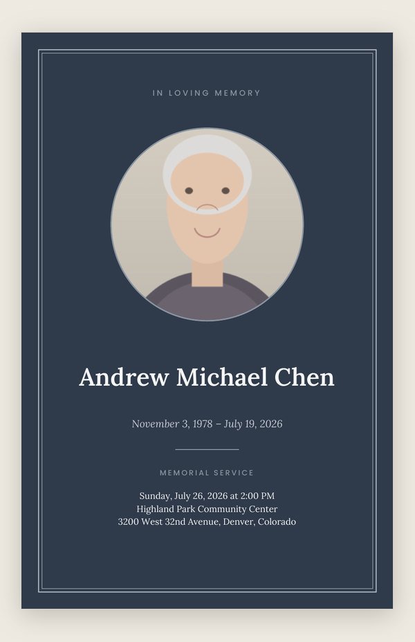 Slate & Silver funeral program template