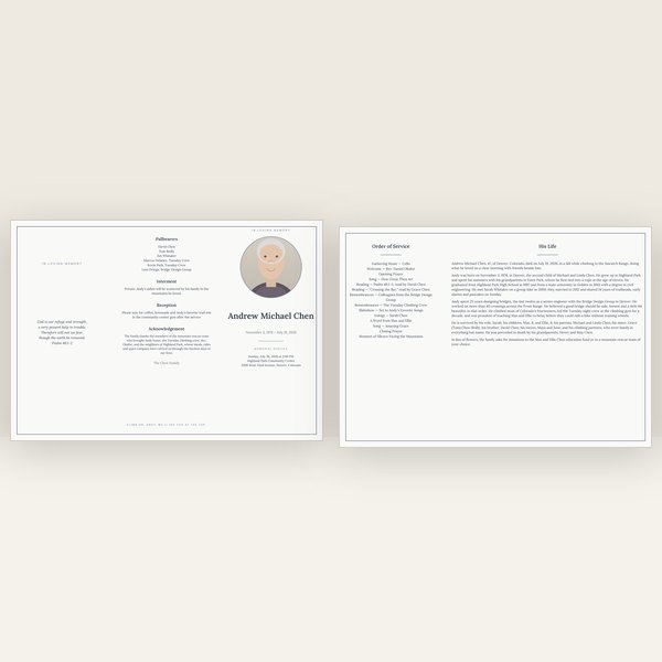Slate & Silver funeral program — trifold (a4)